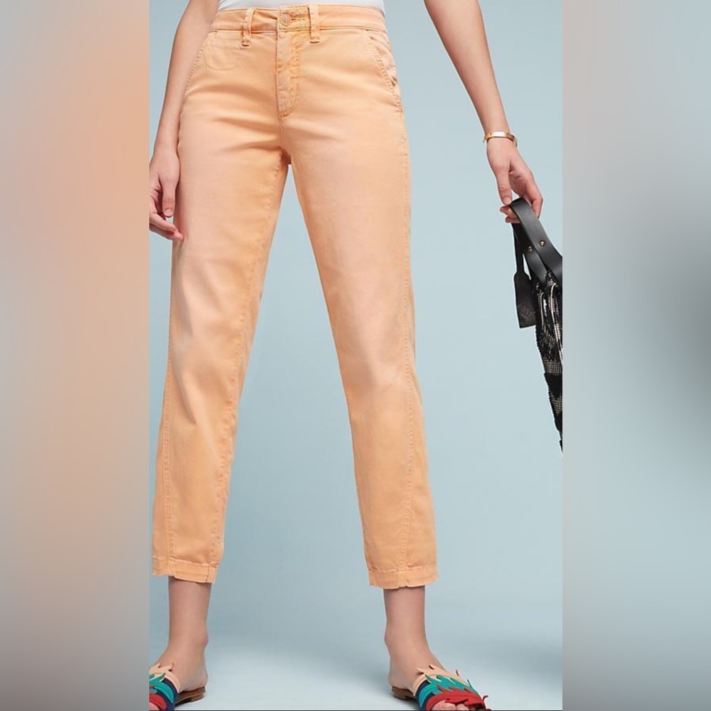 Anthropologie Peach Straight-Leg Cropped Jeans
